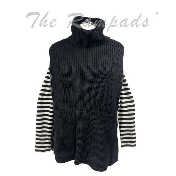 NEW Black Ann Taylor Turtleneck Longline Sleeveless Sweater Size Small - Picture 6 of 11